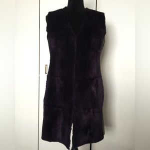 Jerry Sorbara Purple Mink and Black Leather Long Vest NYC New York City
